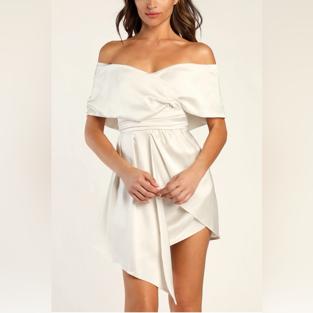Ivory off-the-shoulder mini dress (never worn!)
